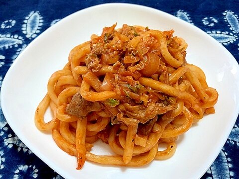 ナポリタン風ケチャップ焼きうどん